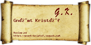 Gnámt Kristóf névjegykártya